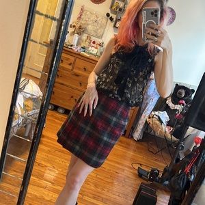 Vintage wool plaid wrap mini skirt